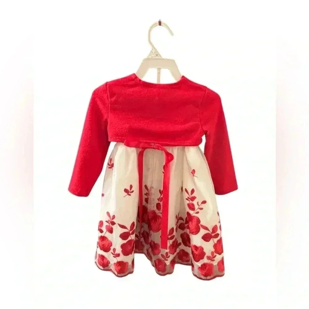 NWT 24 mo Embroidered Christmas white and red Purple&Rose dress. Dsct w bundle. - Picture 10 of 11